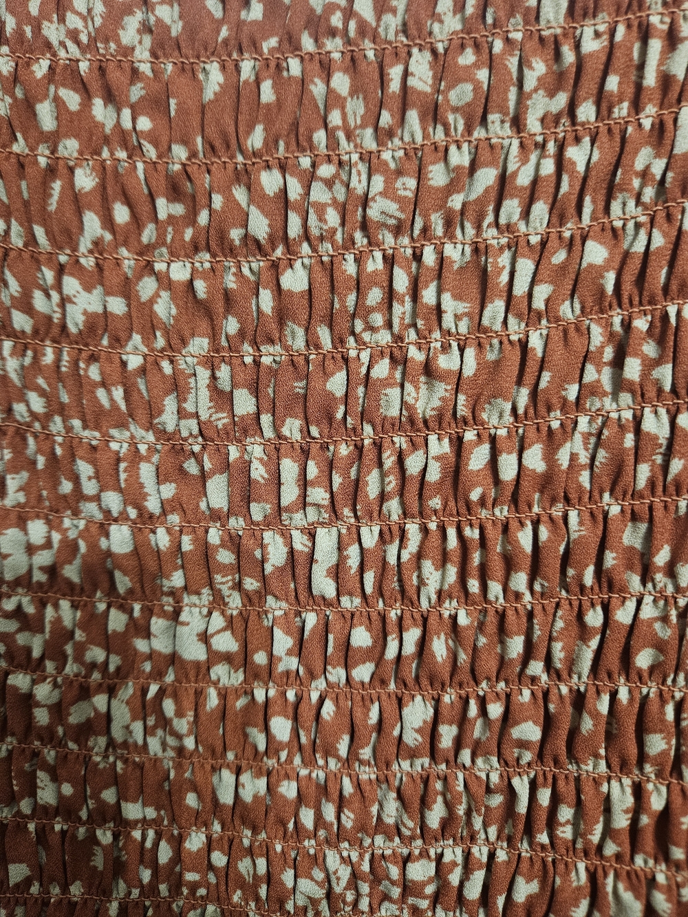 Sienna Sky Rust Dot Ruched Long Sleeve Peasant Top Sz XL - Picture 5 of 6